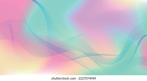 Panoramic colorful abstract stylish multi background with wavy lines - Vector illustration
