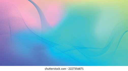 Panorámico colorido abstracto elegante fondo múltiple con líneas onduladas - Ilustración vectorial