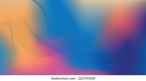 Panoramic colorful abstract stylish multi background with wavy lines - Vector illustration