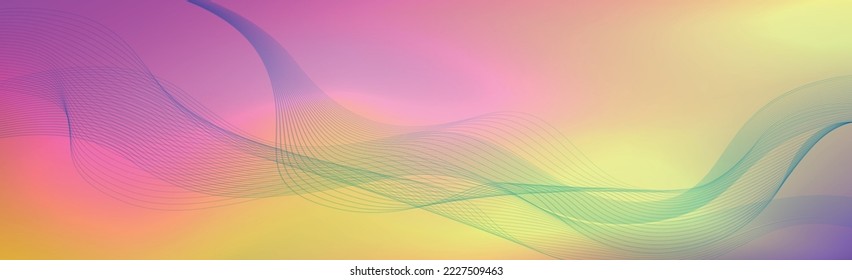 Panoramaabstrakter, abstrakter, stylischer Hintergrund mit gewellten Linien - Vektorgrafik