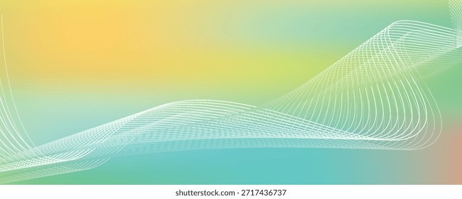 Fondo multi con estilo abstracto de luz colorida panorámica con líneas onduladas - Ilustración vectorial