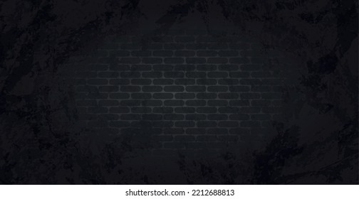 Panoramic dark background texture smooth brickwork - Vector illustration