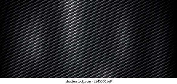Textura panorámica de fibra de carbono oscuro con resaltados - Ilustración vectorial