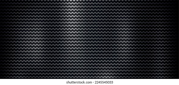 Panoramic dark carbon fiber texture with highlights - Vector illustration