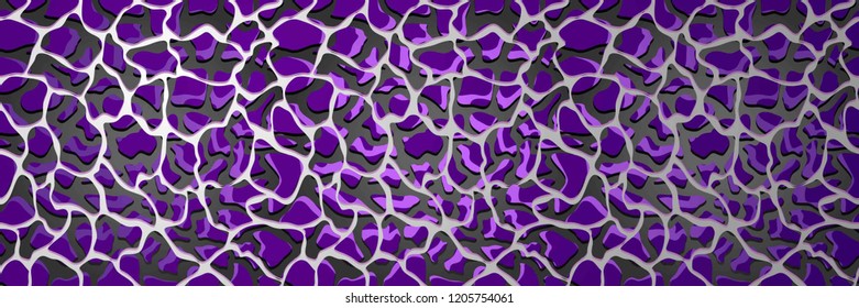 Panoramic Dark Colorful Geometric Cellular Pattern. Abstract Spatial Structure with a Shadow. Vector. 3D Illustration