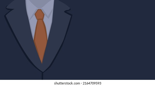 Panoramic design web background formal suit with tie, space for advertising text - Vector illustration