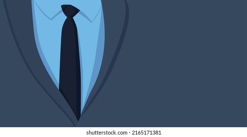 Panoramic design web background formal suit with tie, space for advertising text - Vector illustration