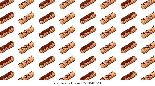 Panoramic eclair pattern on white background - Vector illustration