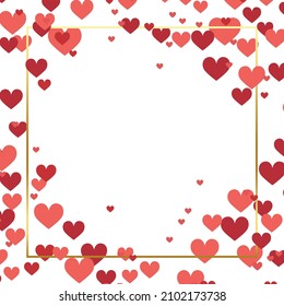 Panoramic festive background, web template postcard with hearts with place under the text - Vector illustration