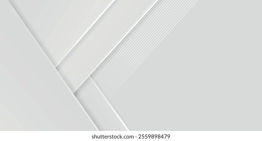 Panoramic geometric shapes on abstract white background