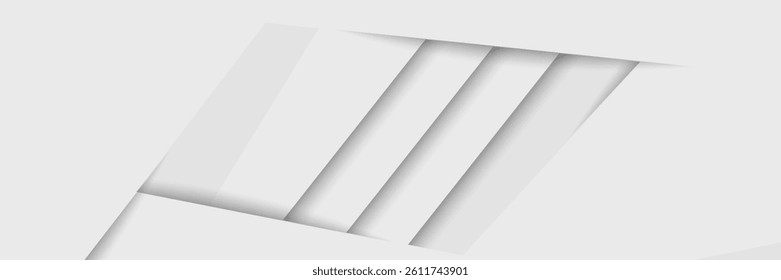 Panoramic geometric shapes on abstract white background