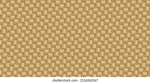 Fondo Panorámico de mimbre dorado, elementos repetitivos - Ilustración vectorial
