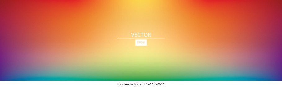 Panoramic gradient mesh background in blurry bright rainbow colors. Can be used for kitchen glass wall panels. Colorful smooth template. Easy editable vector illustration in EPS8 without transparency.