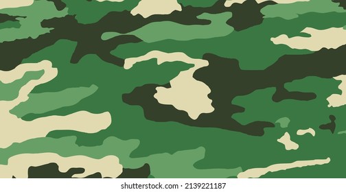Panoramic green army flora background texture - Vector illustration