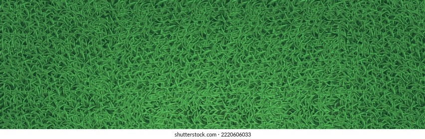 Panoramic green background realistic grass soccer turf - Vector illustration