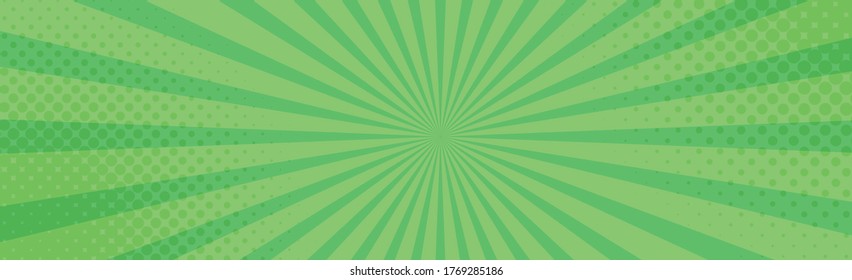 Panoramic green comic zoom with lines - Vector