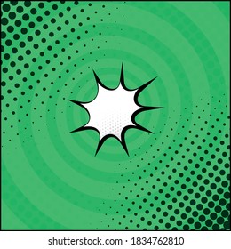 Panoramic green comic zoom with lines - Vector