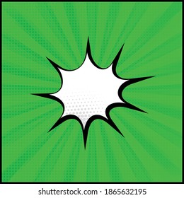 Panoramic green comic zoom with lines - Vector illustration