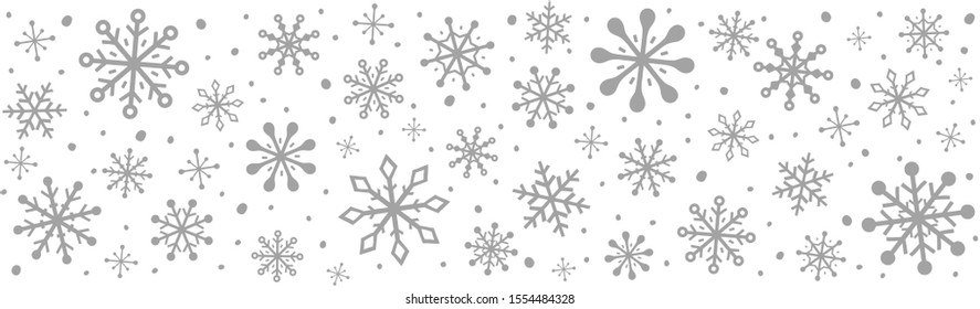 Panoramic header with beautiful snowflakes. Christmas decoration. Vector
