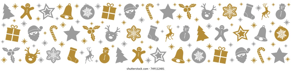 Panoramic header with Christmas decoration. Vector.