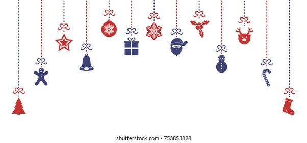 Panoramic header with Christmas decorations. Vector.