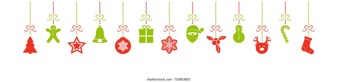 Panoramic Header With Christmas Decorations. Vector.