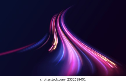 Panoramic high speed technology concept, light abstract background. Electric car and city concept Hitech communication concept innovation background, vector design.	
