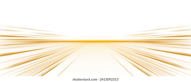 Panoramic high speed technology concept, light abstract background. Yellow abstract neon line PNG. Golden glowing shiny spiral lines effect.	