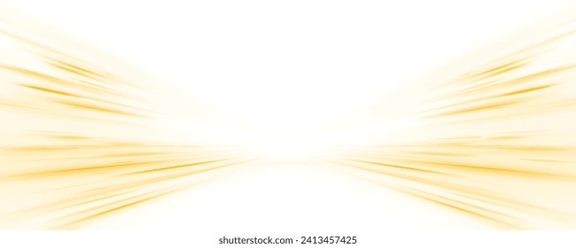 Panoramic high speed technology concept, light abstract background. Yellow abstract neon line PNG. Golden glowing shiny spiral lines effect.	