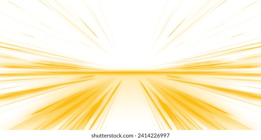 Concepto de tecnología panorámica de alta velocidad, fondo abstracto claro. Línea de neón abstracta amarilla PNG. Efecto de líneas espirales brillantes doradas.	