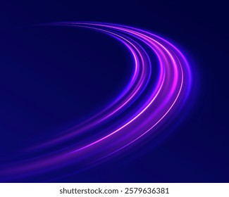 Panoramic high speed technology concept, light abstract background. Abstract neon background with shining wires.	