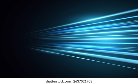 Panoramic high speed technology concept, light abstract background. Modern abstract high-speed movement. Dynamic motion light trails with motion blur effect on dark background.
