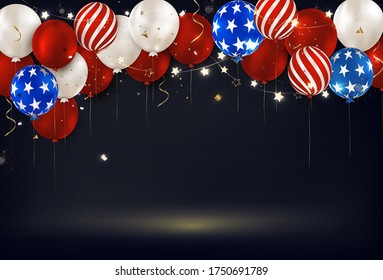 Panoramawaageregel mit Ballons auf Schwarz.