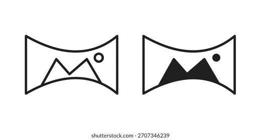 Panorama-Symbol. Kollektion mit flachen Linien und Strichlinien. einfaches Symbol