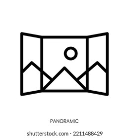 panoramic icon. Line Art Style Design Isolated On White Background