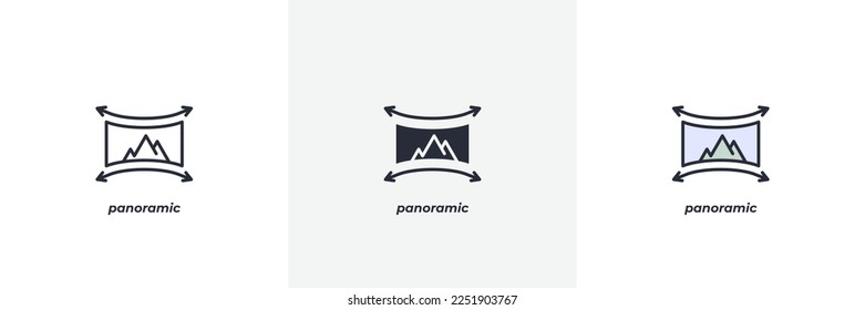 panoramic icon. Line, solid and filled outline colorful version, outline and filled vector sign. Idea Symbol, logo illustration. Vector graphics