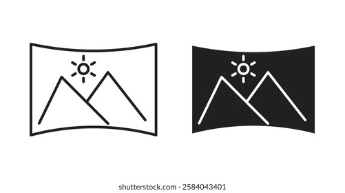 Panoramic icon set in thin line. vector illustrations for web