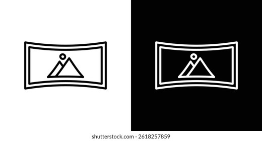 Panoramic icon shape graphic simple plain clipart symbol. thin line outline art