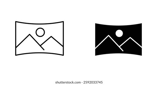 Panoramic icon symbol collection on white background.