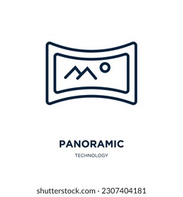 panoramic icon from technology collection. Thin linear panoramic, technology, view outline icon isolated on white background. Line vector panoramic sign, symbol for web and mobile