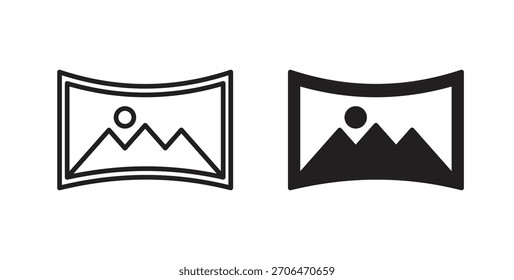 Icono panorámico para Sitios web y diseño plano minimalista móvil.
