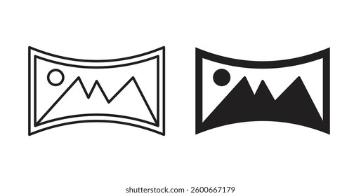 Panoramic icons graphics set vectors