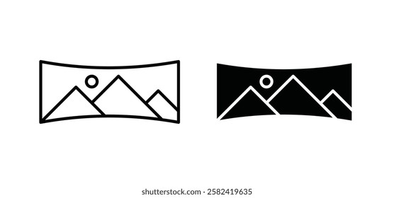 Panoramic icons pack vectors in black flat and strokes