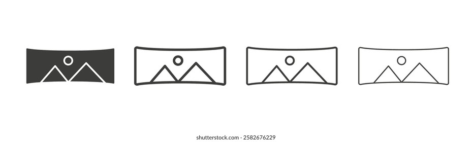 Panoramic icons set vectors graphic designs