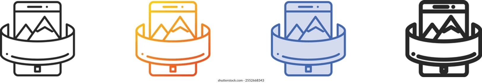 panoramic icon.Thin Linear, Gradient, Blue Stroke and bold Style Design Isolated On White Background