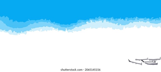Panoramic illustration of beach for background