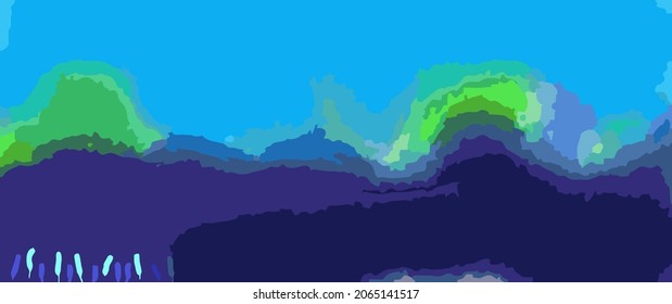 Panoramic illustration of forest for background