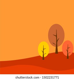 Panoramic landscape in autumn. Vector illustration of autumn landscape mountains and trees.