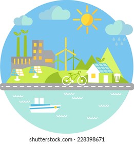 Panoramic landscape with ecology concept 