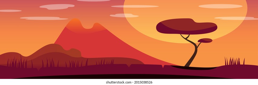 Panoramic landscape hot desert, sand dunes